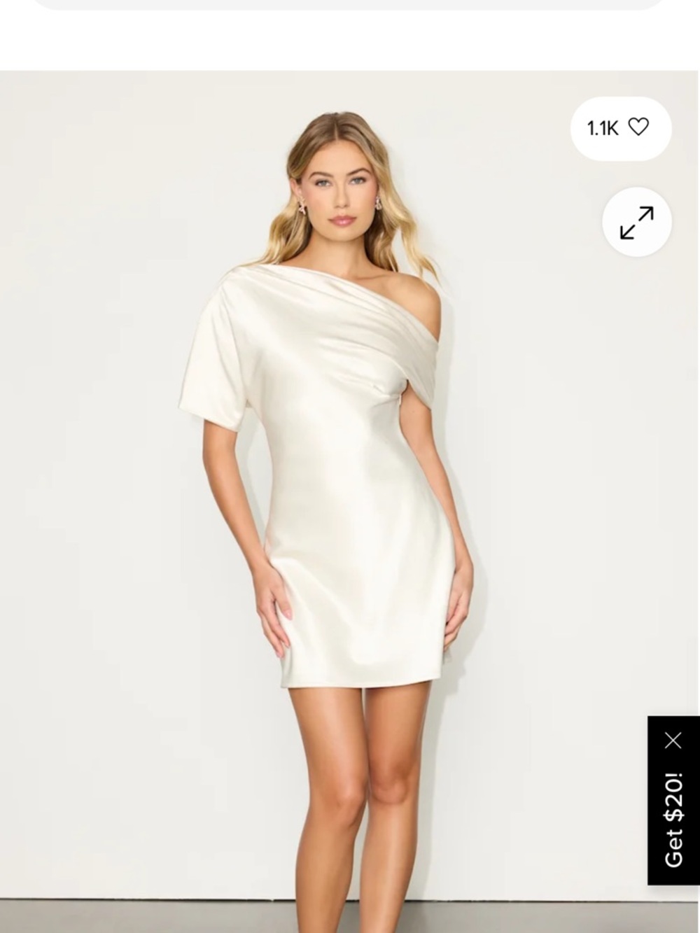 Maralina Ivory Satin Asymmetrical Mini Dress